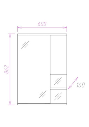 Шкаф-зеркало Onika Элита 60, штрокс коричневый, правый, с подсветкой