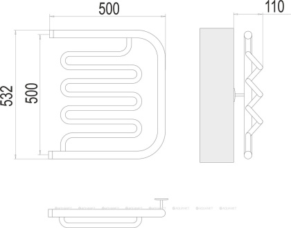 Полотенцесушитель Terminus Фокстрот-Лиана (1") 500х500