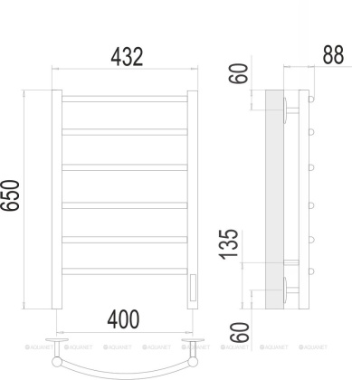 Полотенцесушитель Terminus Классик П6 400х650 электро