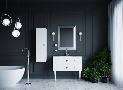 Тумба Piazza 100 белая + Хром_Комплект 841-100-WCR Boheme