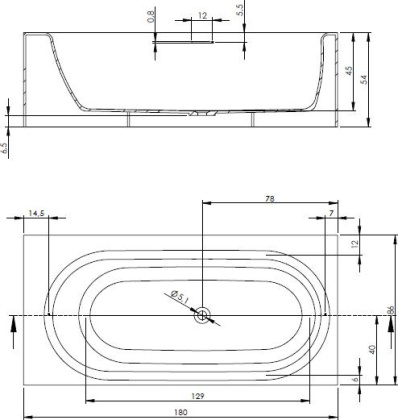 Прямоугольная ванна из искусственного камня Riho Madrid 180x86 белая BS4000500000000