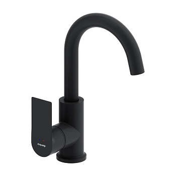 470220300 Apollo Смеситель для умывальника с поворотным изливов, черный 470220300 Apollo Смеситель для умывальника с поворотным изливов, черный