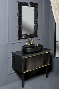 Тумба Canale 80 черная + Золото_Комплект 843-080-BG Boheme