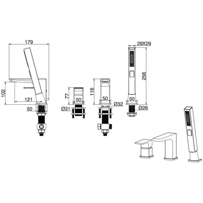 Смеситель на борт ванны Allen Brau Infinity 5.21008-00 (с внутренней частью) хром