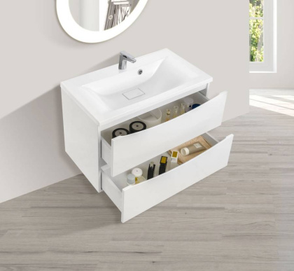 База под раковину Mia 800 подвесная, 2 выкатных ящика soft close, G.White База под раковину Mia 800 подвесная, 2 выкатных ящика soft close, G.White