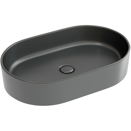 Умывальник чаша накладная овальная (цвет Темный Антрацит Матовый) Element 608*385*122мм
