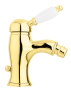 ELITE-BSM1-03/24-Bi Смеситель для биде однорычажный c донным клапаном, исполнение золото, ручка белые