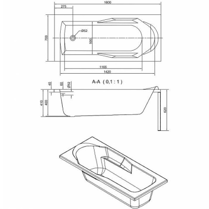 Акриловая ванна Cersanit Santana 160х70 63324