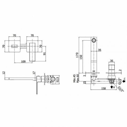 Смеситель для раковины Paffoni Elle EL104NO70 (с внутренней частью) черный матовый