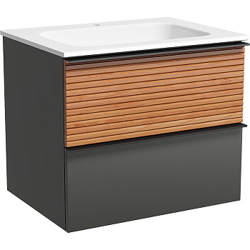 Тумба подвесная SANCOS Delta 590х445х500, c двумя ящиками оснащенными доводчиками, дуб красный/графит , арт. DL60GR Тумба подвесная SANCOS Delta 590х445х500, c двумя ящиками оснащенными доводчиками, дуб красный/графит , арт. DL60GR