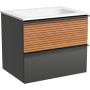 Тумба подвесная SANCOS Delta 590х445х500, c двумя ящиками оснащенными доводчиками, дуб красный/графит , арт. DL60GR Тумба подвесная SANCOS Delta 590х445х500, c двумя ящиками оснащенными доводчиками, дуб красный/графит , арт. DL60GR