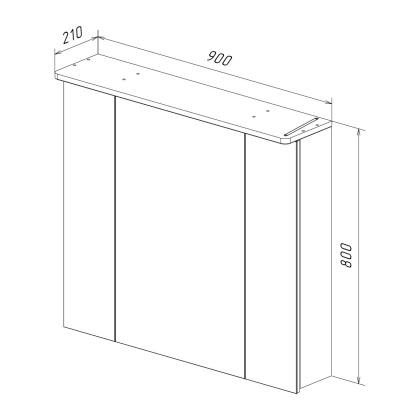Шкаф зеркальный Lemark ZENON 90х80см 3-х дверный, с козырьком-подсветкой, с розеткой, цвет корпуса: Белый глянец