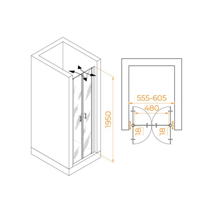 Душевая дверь RGW PA-104B, RGW 060810406-14 Душевая дверь RGW PA-104B, RGW 060810406-14