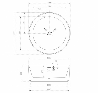 Акриловая ванна Abber 150х150 AB9442