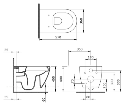 Унитаз Venezia Rimless, глян. черный с бидеткой, 1295-005-0128, шт