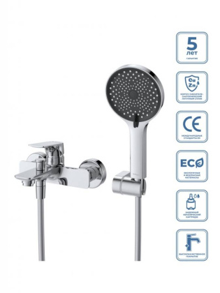MARINO Смеситель для ванны и душа в комплекте с ручным душем, шлангом и держателем, хром MARINO-VASM-CRM MARINO Смеситель для ванны и душа в комплекте с ручным душем, шлангом и держателем, хром MARINO-VASM-CRM