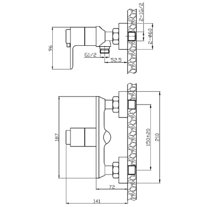 Смеситель Rossinka RS50-41 для душа термостатический
