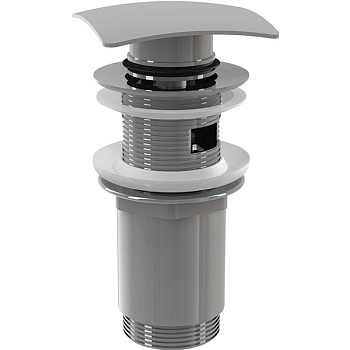 Донный клапан сифона для умывальника CLICK/CLACK 5/4", цельнометаллический с переливом и квадратной заглушкой