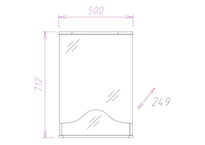 Шкаф-зеркало Onika Лидия 50 белый, правый, с подсветкой