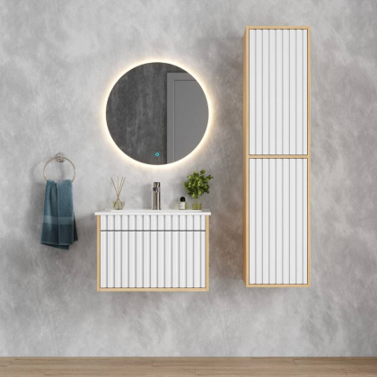 Тумба Onika Дайлер 60 подвесная белая/дуб сонома (ум. Бергамо Нова 60)