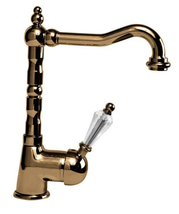 VINTAGE-LSM2-03/24-Sw Смеситель для раковины однорычажный с донным клапаном, исполнение золото, ручки Swarovski VINTAGE-LSM2-03/24-Sw Смеситель для раковины однорычажный с донным клапаном, исполнение золото, ручки Swarovski