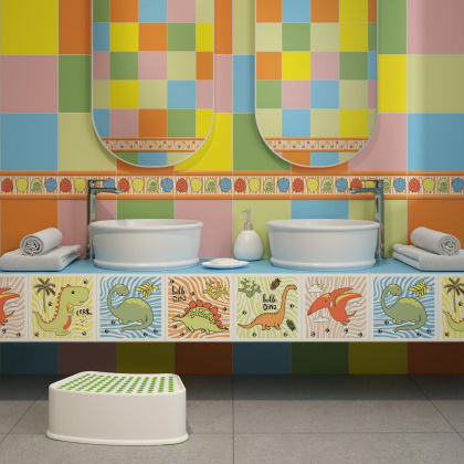 Декор OP\A227\5009 Динозаврики 2 (20см*20см*7мм) (10шт/0,4м2) матовый, шт