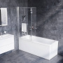 DX35WBS-D7W1-150MT Душ.шторка на борт ванны 150х80,профиль анод,стекло прозрачное,полотенцедержатель