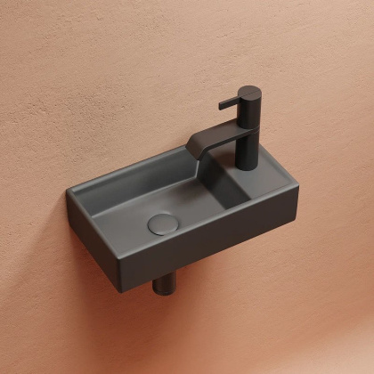 Умывальник подвесной прямоугольный (чаша слева, отверстие под смеситель справа) цвет темный антрацит матовый Element 407*217*100