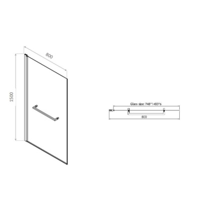 3.31023.00 PRIORITY, Шторка на борт 800мм (H=1500мм) стекло Optiwhite, Easyclean, хром (274701), шт