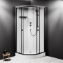 W94C-401-090BT X-Joy кабина душевая  90x90, 1/4 круга,  профиль мат.черный, стекло прозрачное
