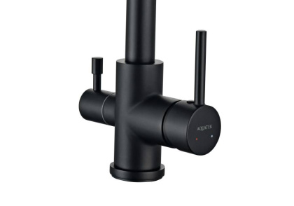 Смеситель для кухни с подключением к фильтру воды AQUATEK (полукруглый излив), матовый черный AQ1085MB 