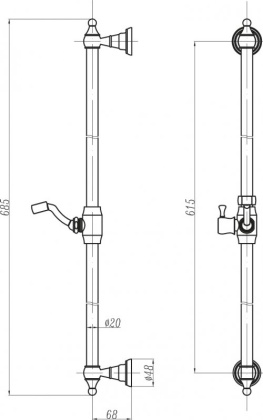 CZR-SDC1-01 Душевая штанга Исполнение: Хром 