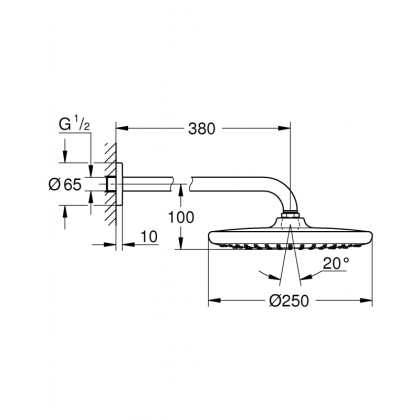 Верхний душ Grohe Tempesta 250 26663000, хром Верхний душ Grohe Tempesta 250 26663000, хром