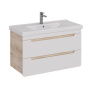 Тумба Lemark OLIVIA 100см под 1 раковину, подвесная, 2 ящика, цвет корпуса: Дуб кантри, цвет фасада: Белый глянец Тумба Lemark OLIVIA 100см под 1 раковину, подвесная, 2 ящика, цвет корпуса: Дуб кантри, цвет фасада: Белый глянец