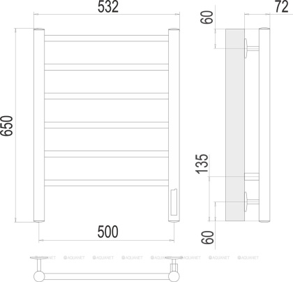 Полотенцесушитель Terminus Аврора П6 500х650 электро