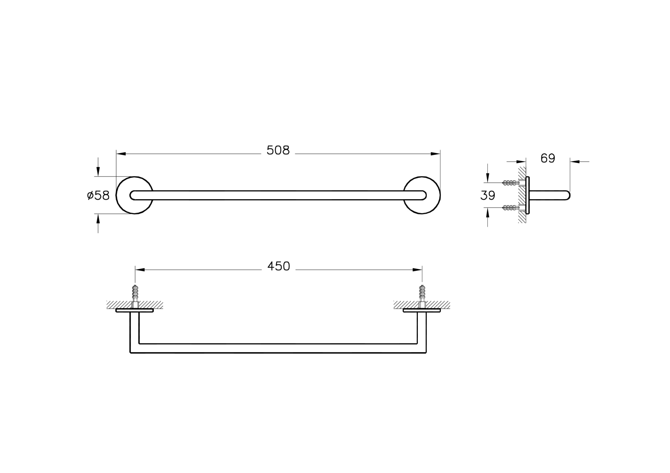 Origin Держатель полотенец, цвет черный матовый Origin Держатель полотенец, цвет черный матовый
