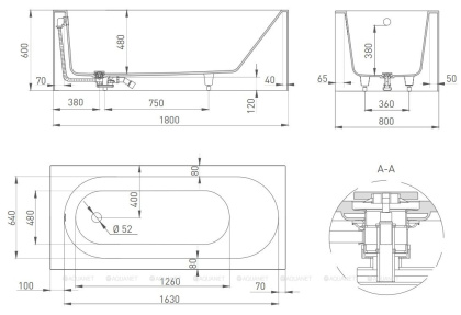 Ванна из искусственного камня FABIA 180,102612G