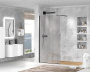 LIBERTA-L-1-110-120-GR-NERO Душевая перегородка с односторонним входом, стекло графит, профиль чёрный, 1100x1200x1950 мм