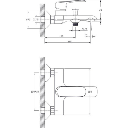 Смеситель для ванны с коротким изливом  RUSH Gozo (GZ3735-44) Смеситель для ванны с коротким изливом  RUSH Gozo (GZ3735-44)