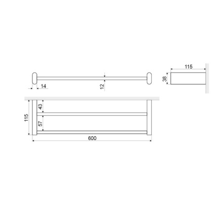 Полотенцедержатель двойной 60 см EXCELLENT Kobo Полотенцедержатель двойной 60 см EXCELLENT Kobo