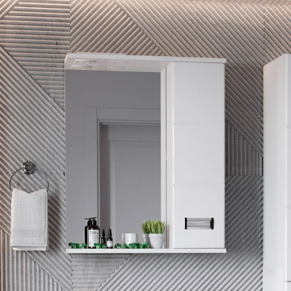 Шкаф-зеркало Onika Балтика 58 белый, правый, с подсветкой