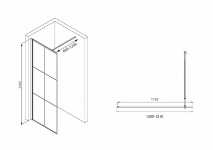 Душевая перегородка ABBER Immer Offen AG62120B Душевая перегородка ABBER Immer Offen AG62120B