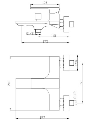 Смеситель для ванны/душа Orange Lutz M04-100cr Смеситель для ванны/душа Orange Lutz M04-100cr