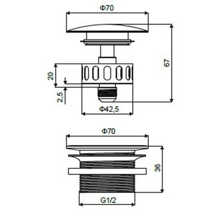 Пробка Click-clack для отдельностоящей ванны ARIN.2485.01WH (белая)