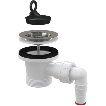 Донный клапан сифона для мойки 6/4" с нержавеющей peшeткой DN70 и штуцером Донный клапан сифона для мойки 6/4" с нержавеющей peшeткой DN70 и штуцером