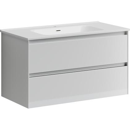 Тумба подвесная SANCOS Cento 890х450х500, c двумя ящиками оснащенными доводчиками, белый глянец, арт. CN90W Тумба подвесная SANCOS Cento 890х450х500, c двумя ящиками оснащенными доводчиками, белый глянец, арт. CN90W