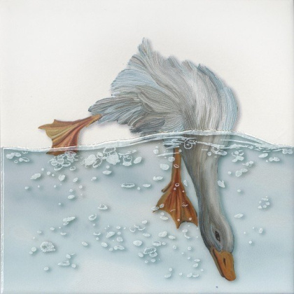 Декор VT\A451\5009 Чудо-озеро 1 белый, голубой (20см*20см*6,9мм) (10шт/0,4м2) Утка, шт.