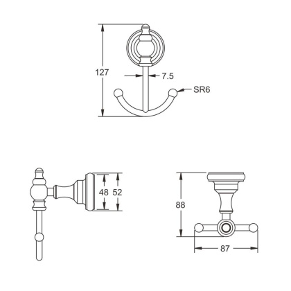 Крючок двойной, RG1121Q Rose, Бронза Крючок двойной, RG1121Q Rose, Бронза