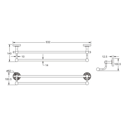 Полотенцедержатель двойной, RG1027Q Rose, Бронза