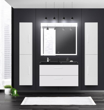 Шкаф подвесной BelBagno AURORA-1600-2A-SC-BL-P-L Bianco Lucido, левосторонний